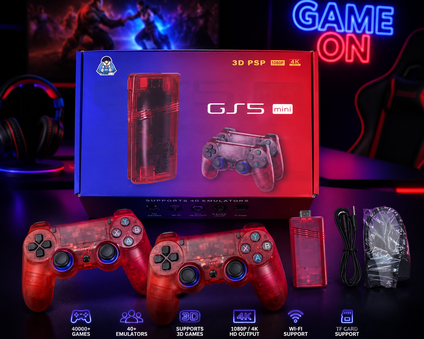 GS5 Mini 4K Ultra HD Retro Game Stick