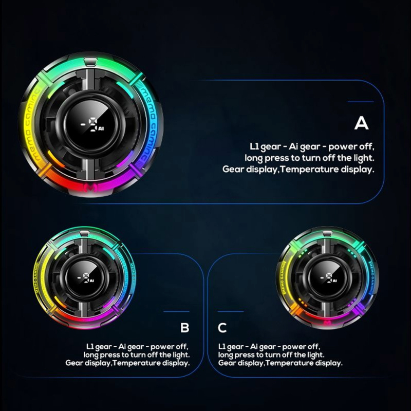 MEMO CX15 (5V) Mobile Cooler Phone Radiator RGB Lightening 2 Gear Magnetic Phone Cooler for PUBG and Different Games - Image 2